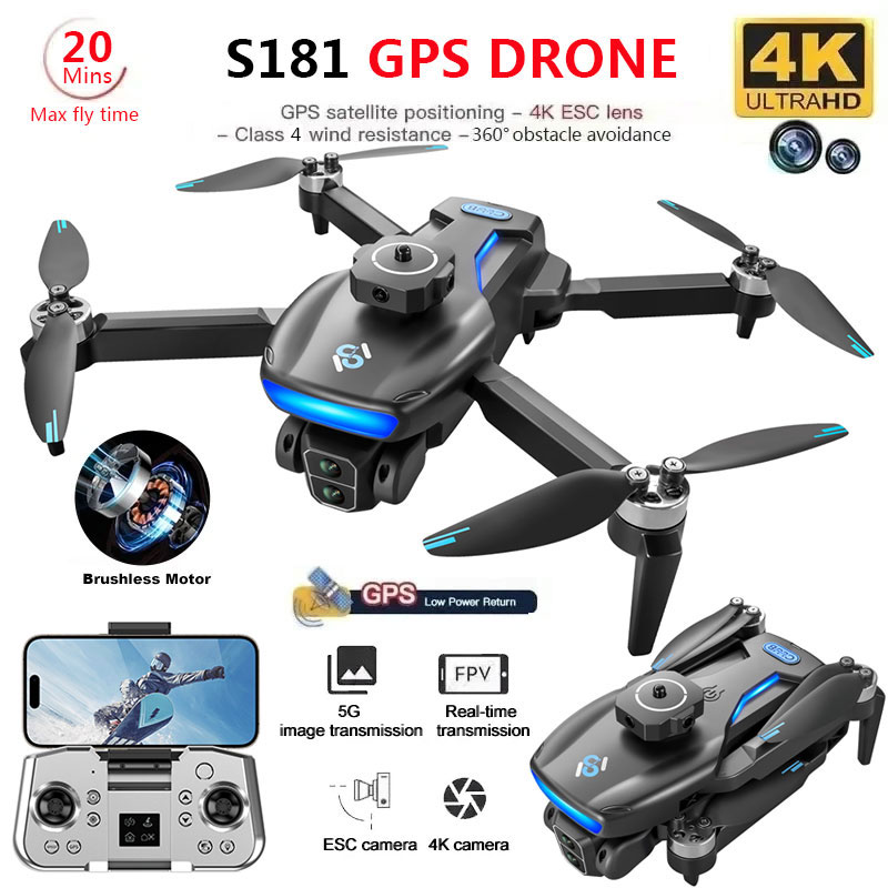 Drone Mapping - プロの折りたたみ式ブラシレスクワッドコプター,GPS,デュアルHDカメラ,5g wifi写真,rc距離1.2km,s181,GPS